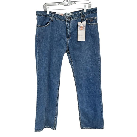 Harley Davidson NWT Size 16 R Mid Rise Boot Cut Denim Blue Jeans Women's Biker - Picture 1 of 8